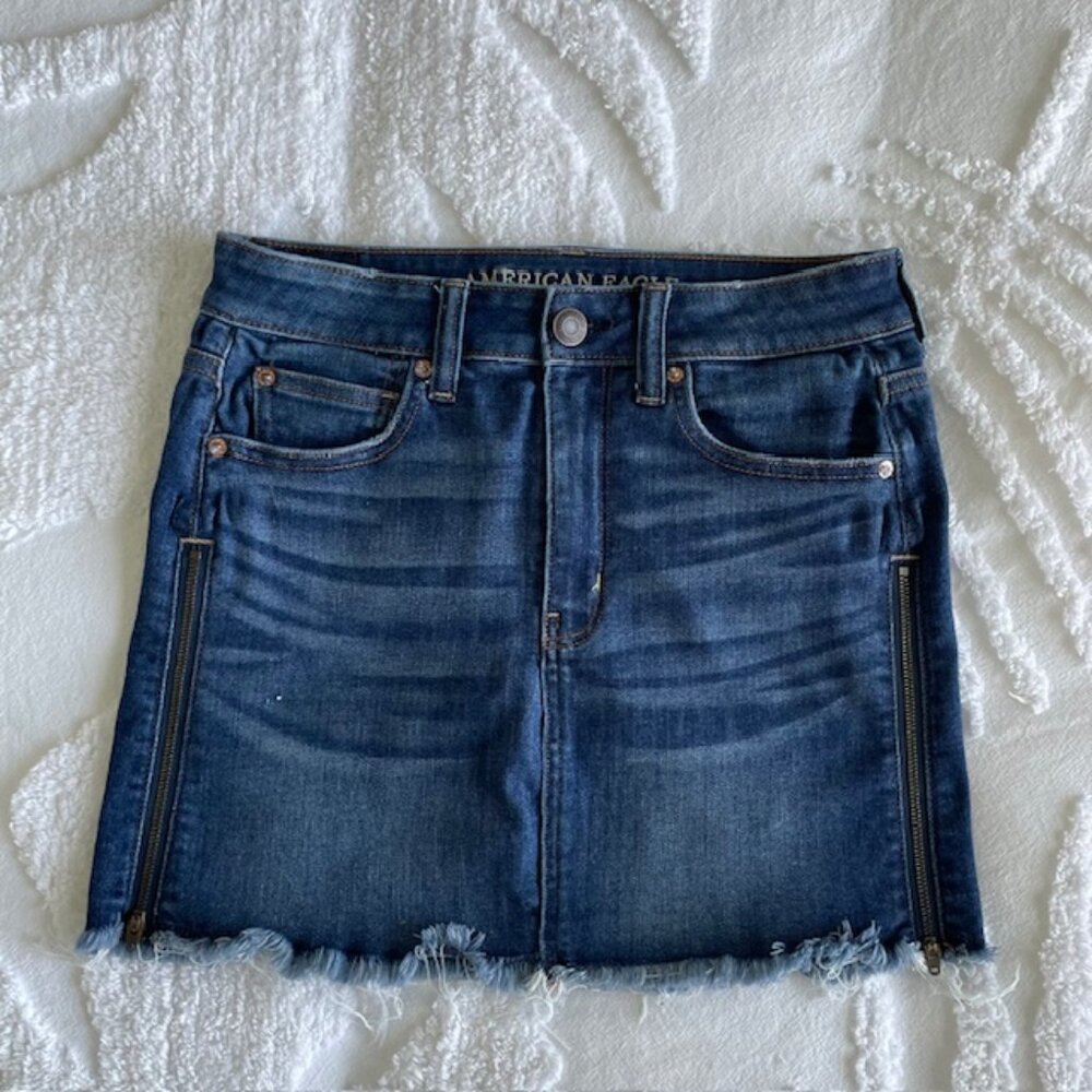 American Eagle Next Level Stretch X - Hi-Rise Denim Mini Skirt - Size 6